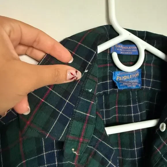 VTG Pendleton Mens Tartan Shirt Large Pure Virgin Wool Button Front Cabincore - Picture 5 of 8